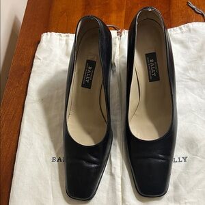 BALLY Black Leather Block Heel Pumps w/ Dustbag